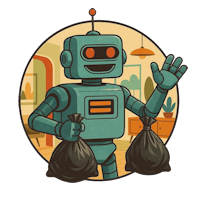 Mülltüten in der Hand